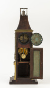 Architectural Bell Tower Industrial two tier moonphase mantel clock, 19th century, brass presentation plaque reads "Captain R. Hippisley, R.C. From His Brother Officers Of The Telegraph Battalion, 4th November, 1885", 55cm high - 2