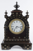 Viennese Grande Sonnerie mantel clock with enamel dial and timber case with brass studding, circa 1810, 47cm high