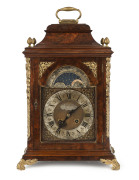 LENZKIRCH Moonphase bracket clock, time strike with calendar window, walnut case with ormolu mounts, 19th century, retailed by Rob Wood of London, 50cm high