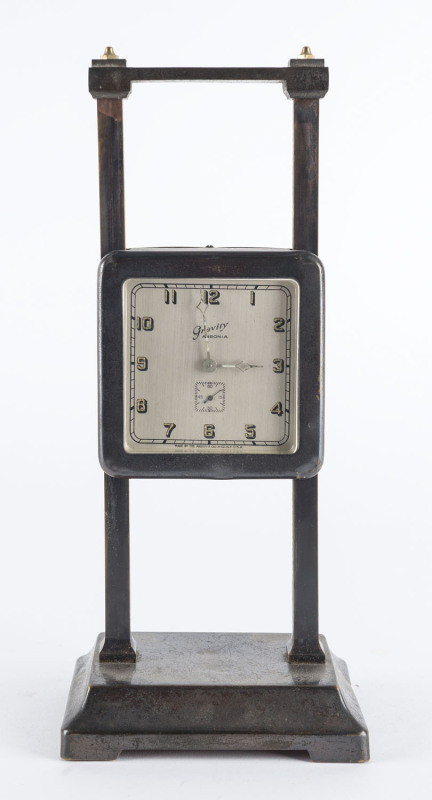 ANSONIA Gravity clock, bronzed metal case, circa 1919, 26cm high