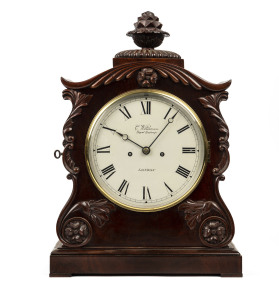 C. WILLIAMSON English bracket clock with twin train fusee movement in mahogany case, circa 1845, dial marked "C. Williamson, Royal Exchange, London", 47cm high