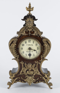 LENZKIRCH 8 day mantel timepiece in the French style, walnut and ormolu, 19th century, ​dial marked "F. Schlesicky, Frankfurt, a/M", 30cm high
