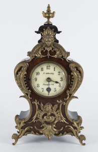 LENZKIRCH 8 day mantel timepiece in the French style, walnut and ormolu, 19th century, dial marked "F. Schlesicky, Frankfurt, a/M", 30cm high