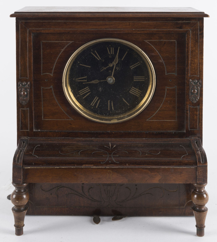 Piano Forte novelty musical clock, 19th century, ​19cm high