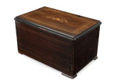 Swiss 8 airs music box with 4 bells and drum and lithograph tune sheet, walnut case, 19th century, 26cm high, 46cm wide, 29cm deep - 2