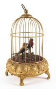 French automaton singing birdcage in gilt metal case, 20th century, 26cm high