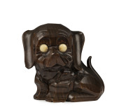 OSWALD German Art Deco novelty carved wooden dog clock with revolving eyes, circa 1926, ​15cm high