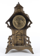 French cat and dog novelty alarm clock, gilded cast metal, circa 1900, ​28cm high - 2