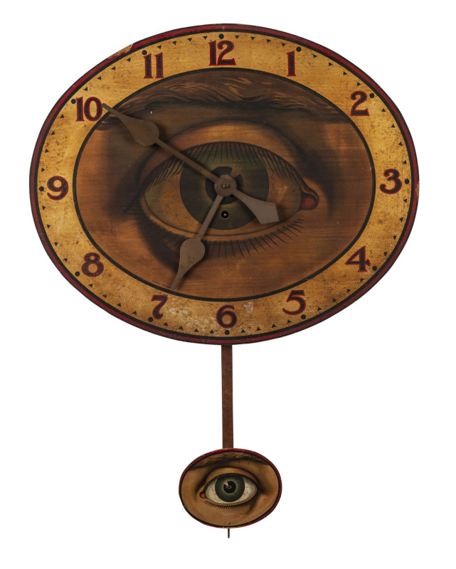 OPTIC EYE Advertising wall clock by Gilbert & Co. U.S.A. 19th century, 70cm high overall