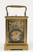 A French alarm repeater carriage clock in brass case, 19th century, 18cm high - 2