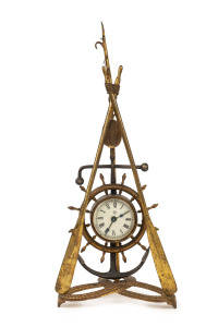 ANSONIA "Navy" 30 hour clock in metal case, U.S.A. late 19th century, 33cm high