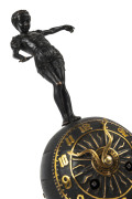 NEW HAVEN "ACROBAT" 8 day bell strike clock cast in brass with Barbedienne finish, circa 1886, 42cm high - 2