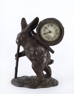 ANSONIA "Rabbit" 30 hour timepiece, bronze finished spelter, circa 1900, 19cm high