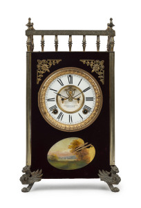 ANSONIA "Florentine No.1" plush model mantel clock, half hour strike and gong, circa 1886, 40cm high
