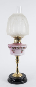 Victorian kerosene oil lamp with brass double burner, 19th century, 57cm high