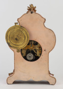 F. KROEBER Clock Co. "VERSAILLES" 8 day gong strike clock with Eclipse movement in ornate pink metal case mounted with gilded metal, 19th century, 38cm high - 2