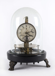 E.N.WELCH Briggs Rotary clock, noiseless movement with conical pendulum, in glass dome, (original patent 1855), circa 1870, 19cm high
