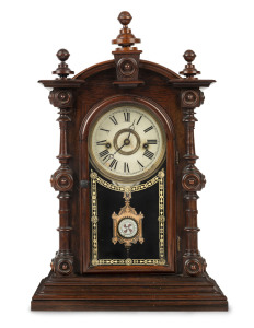 E.N. WELCH "Patti V.P." 8 day time and strike shelf clock with original glass, tablet pendulum in rosewood case, circa 1885, 48cm high