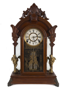 ANSONIA "Windsor", 8 day time and strike shelf clock with original glass and walnut case, circa 1880, 54.5cm high