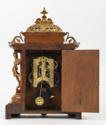 ANSONIA "Cabinet E" plush cabinet mantel clock, oak case with ornate brass mounts, circa 1894, 47cm high - 2