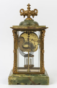 ANSONIA "Radiant" American four glass Crystal Regulator, 8 day time and strike with visual escapement, fine green onyx top and base, circa 1890, ​40cm high - 2