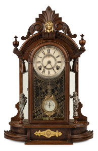 F. KROEBER "Occidental" American parlour clock with 8 day time and strike and impressive pendulum with adjustable dial, circa1880. Note: this clock appears in the Kroeber catalogue in 1880 and bears a striking similarity to the Ansonia Triumph, 61cm