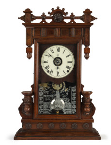 SETH THOMAS "Beloit" 8 day time and strike alarm shelf clock in walnut case, circa 1895, 59cm high