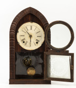 DANIEL PRATT & SONS, Reading, Mass. American Beehive clock with rare ripple-front veneer case, tin dial and frosted glass, circa 1845, 48cm high - 2
