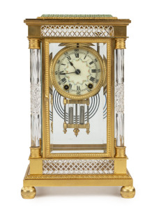 SETH THOMAS "Empire No.30" Crystal Regulator with 15 day high grade round movement with hour and half hour rack strike, fine cut glass case and columns, circa 1905, 32cm high