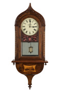 SETH THOMAS Gothic wall clock with inlaid timber case, 19th century, ​108cm high