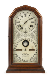 ITHACA "No.11" Octagon Poni perpetual calendar clock in walnut case, circa 1885, 8 day time and strike with original tin dial, 55cm high