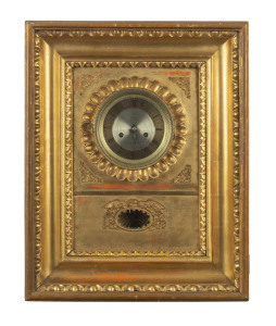 French gilded wall clock, time and strike with sunburst pendulum, 19th century,45cm high