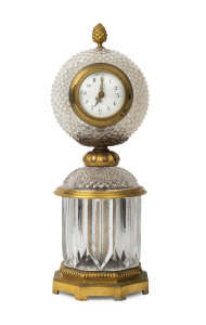 French ornate crystal timepiece with ormolu mounts, 19th century, 34cm high