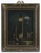 English musical "Big Ben By Moonlight", framed picture clock, circa 1896, ​70cm high