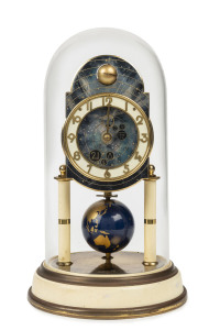 J. KAISER UNIVERSE German 400 day dome clock, moonphase with terrestrial globe pendulum, circa 1954, this model is often referred to as the best 400 day clock ever produced, 28cm high