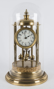 KING Model German 400 day mantel clock in glass dome, 20th century, 44cm high