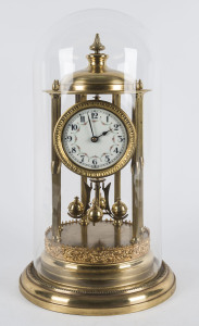 KING Model German 400 day mantel clock in glass dome, 20th century, ​44cm high