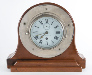 Porthole mantel clock, nickel plate and walnut case, dial marked "KILPATRICK & Co.", late 19th century, 30cm high