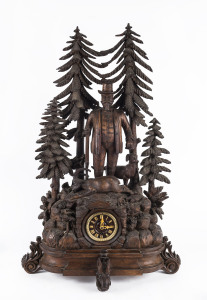 BLACK FOREST German mantel clock with French timepiece movement, 19th century, 81cm high