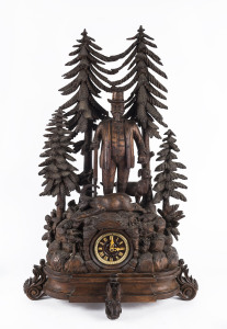 BLACK FOREST German mantel clock with French timepiece movement, 19th century, ​81cm high
