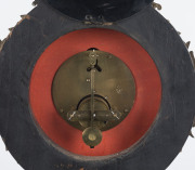 A Continental mantel clock, nickel plate on oak platform base with black glass Roman numeral dial, 19th century ​40cm high - 2