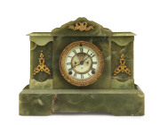 ANSONIA "Warrick", green marble cased mantel clock with visual escapement, 19th century, 30cm high