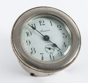 ANSONIA "No.3 Flush", automobile clock in nickel plated case, 8 day movement, circa 1917, 9cm diameter