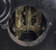 ANSONIA "Brandon", 8 day hour and half hour time and strike shelf clock with black metal case adorned with gilt metal bison heads, scarce model, circa 1904, 27cm high - 2