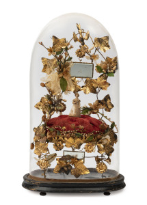 Victorian bridal display in glass dome, 19th century, 61cm high