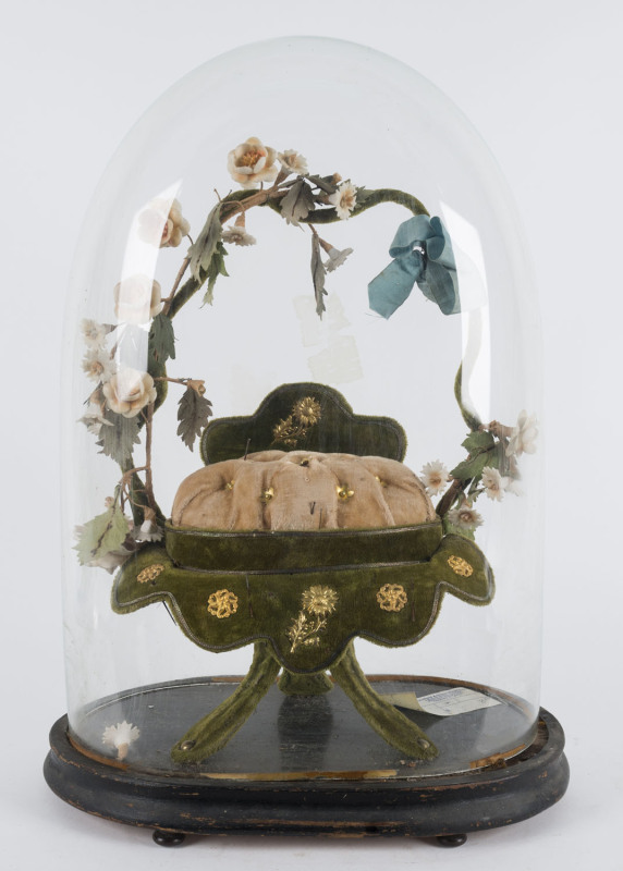 Victorian bridal display in glass dome, 19th century, ​50cm high