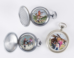 Three novelty erotic vintage pocket watches, 20th century, 