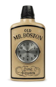 OLD Mr. BOSTON FINE LIQUORS advertising clock, 8 day lever movement by Gilbert, U.S.A. circa 1920, 56cm high