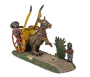 BAD ACCIDENT Mechanical Bank, painted cast iron, ​27cm long - 2