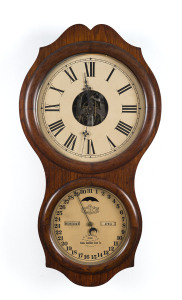 ITHACA "No.4 Hanging Office", 30 day double dial perpetual calendar wall clock, in rosewood case, U.S.A. circa 1880, 77cm high